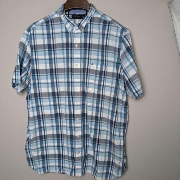 Nautica Men's Short Sleeve Linen Blend Button-Down Shirt – Casual & Breathable - View #2